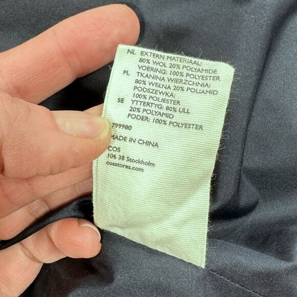 COS navy wool classic winter coat 98 / 104 - Picture 7 of 9